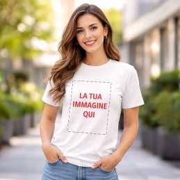 T-shirt bianca con stampa...