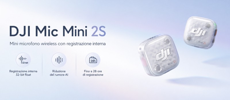 DJI Mic Mini 2S: registrazione interna e riduzione del rumore AI