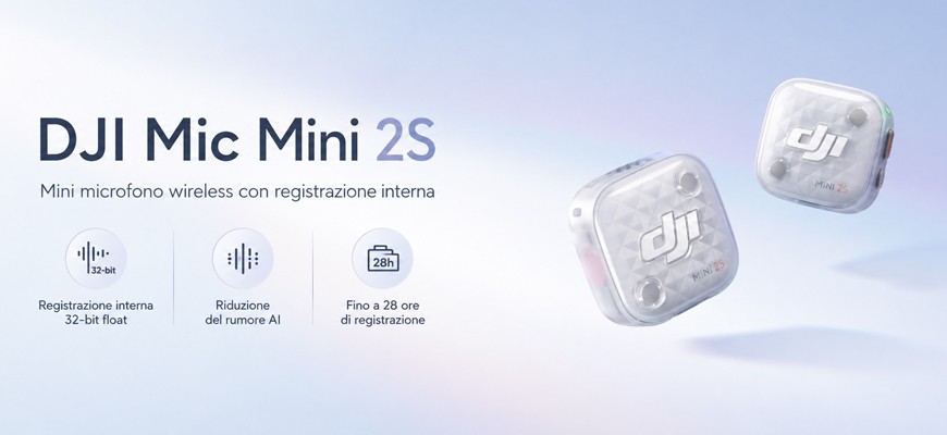 DJI Mic Mini 2S: registrazione interna e riduzione del rumore AI