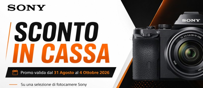 Sony sconto in cassa fino € 740 su Alpha, Cinema Line e Vlog fino al 4 ottobre 2026