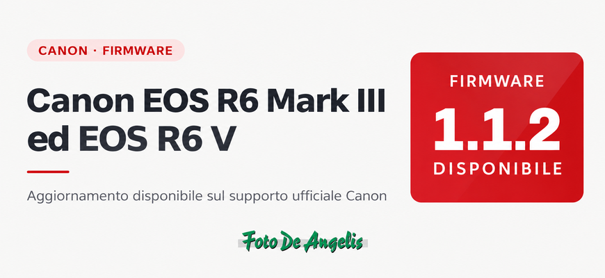Canon EOS R6 Mark III ed EOS R6 V: firmware 1.1.2 disponibile