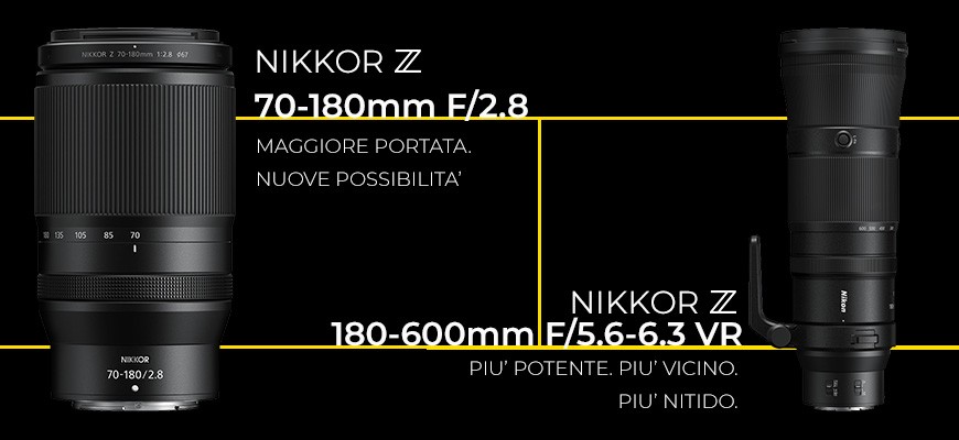 Nuovi Nikkor Z 70-180 mm e Z 180-600 mm
